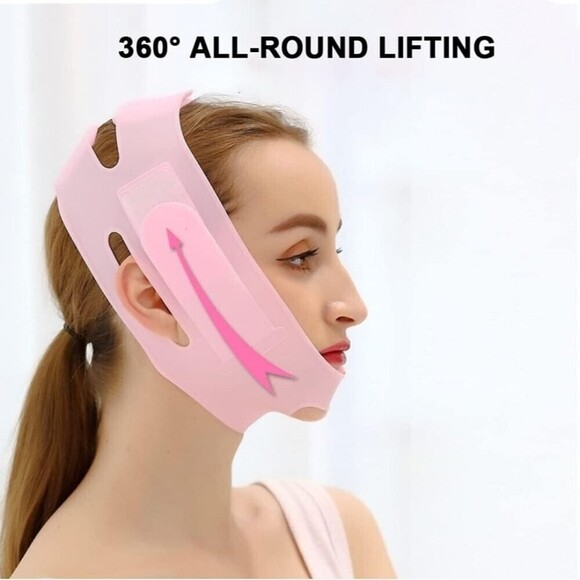 Breathable Comfortable Face Slimming Strap V Shaped Lift Tightening NEw Pink - Picture 2 of 4